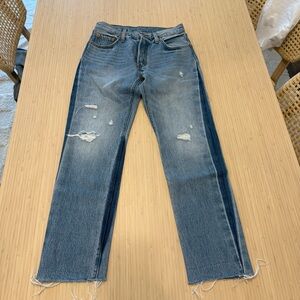 Levi's Women's Blue two tone Distressed Straight Jeans